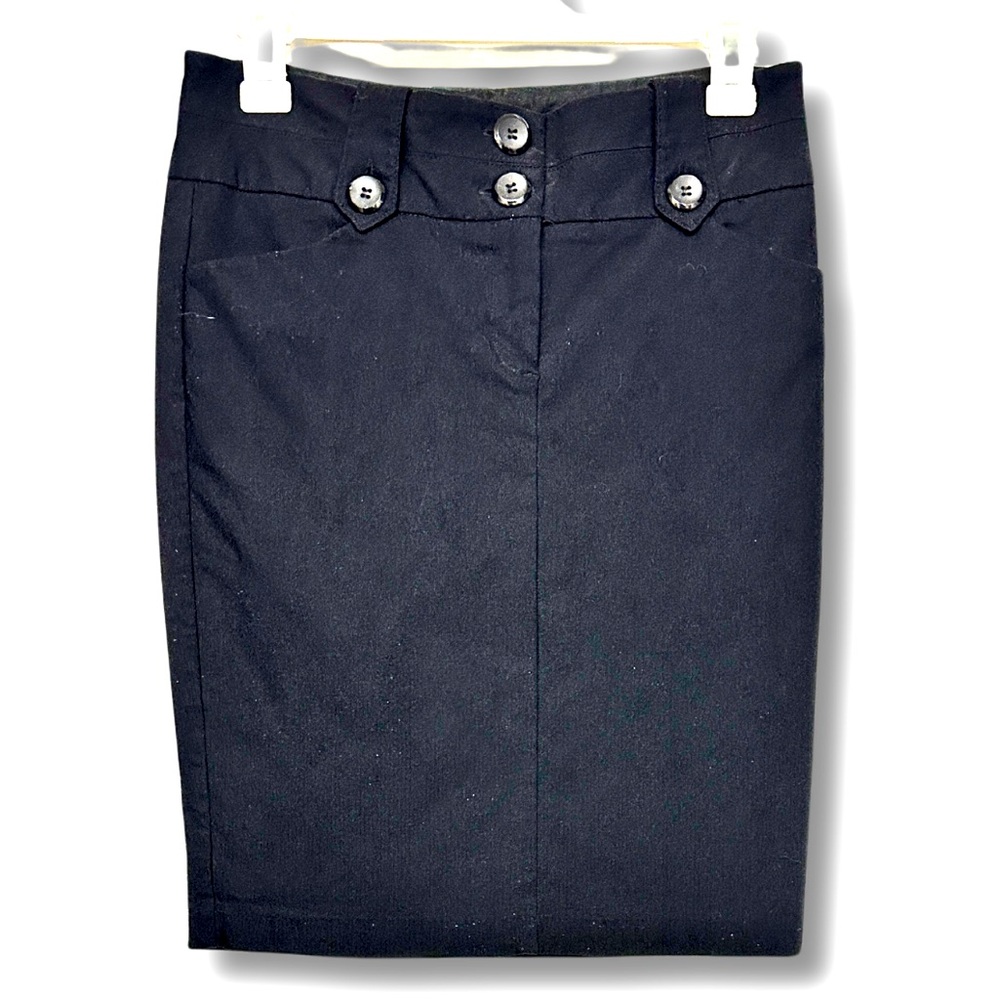 Have & Have Black Tailored Pencil Skirt Button Details Womens Size Large